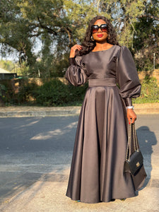 Black Duchess Satin Set
