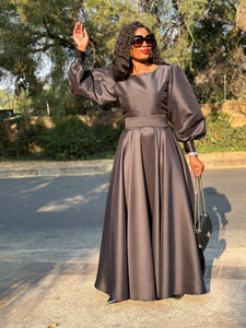Black Duchess Satin Set