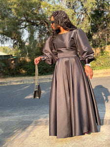 Black Duchess Satin Set Chic and Posh